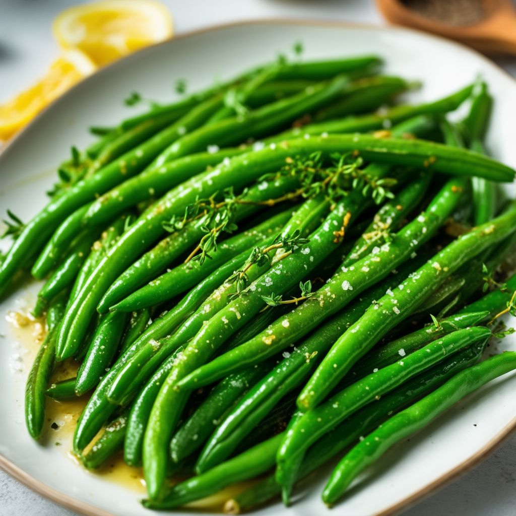 Gebratene grüne Bohnen mit Knoblauch und Kräutern
