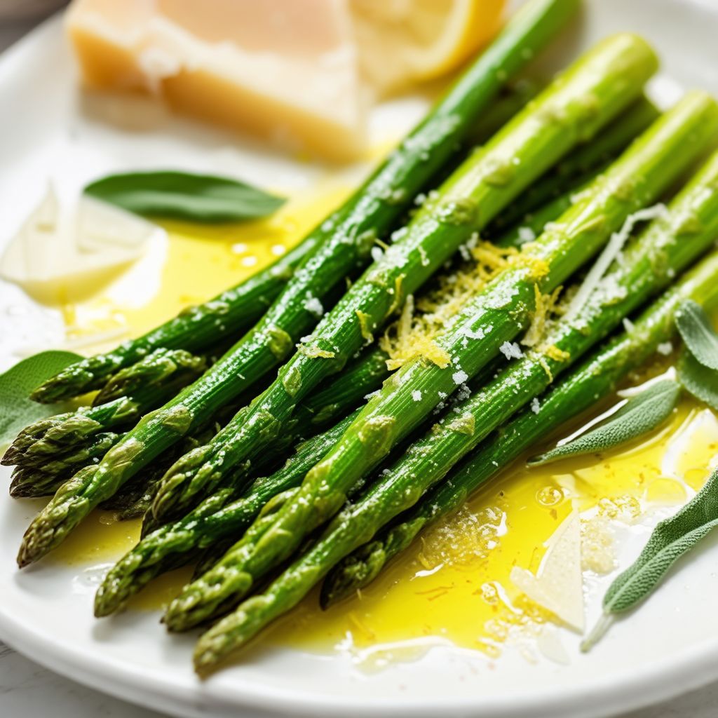 Im Ofen gerösteter Spargel mit Zitronen-Kräuter-Butter
